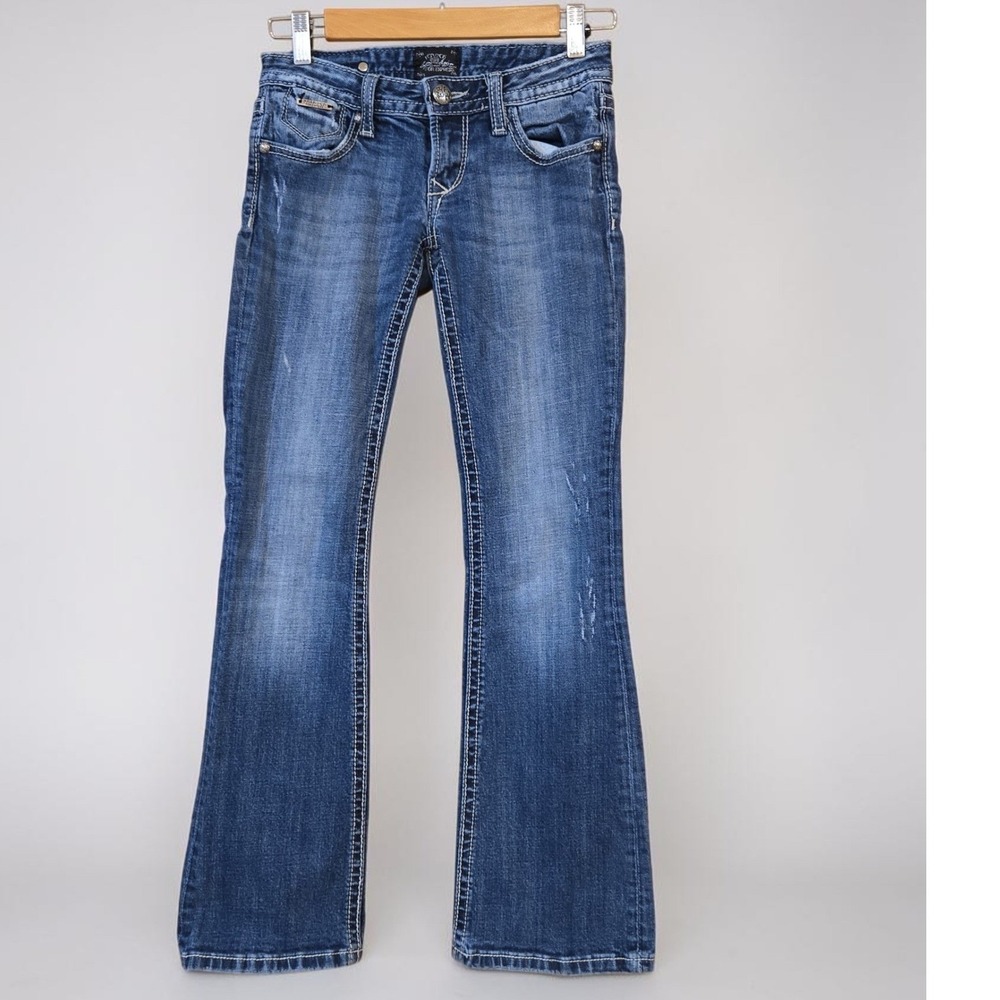 ReRock for Express Womens Low Rise Bootcut Jeans Medium Wash Blue 00S